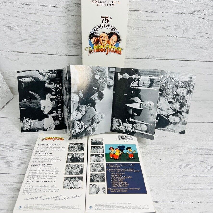 The Three Stooges 75th Anniversary Collector&#39;s Edition 2 Pack Vhs Bonus ... - $29.99
