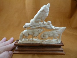 wolf-16) white Wolf pack of 3 wolves shed ANTLER figurine Bali detailed ... - £110.80 GBP