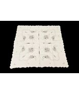 Vintage Handmade Embroidered Tablecloth 40&quot;x40&quot; w/ 8 Napkins 9&quot; Floral U... - $19.79
