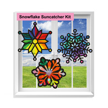 Snowflake Suncatcher Craft - 3 Sets Stained Glass Effect Paper Window Art - $9.99+