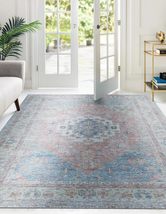 EORC ZHPR201BL6X9 Hand-Knotted Wool Heriz/Serapi Design Rug, 6&#39; x 9&#39;, Blue Area  - £317.22 GBP