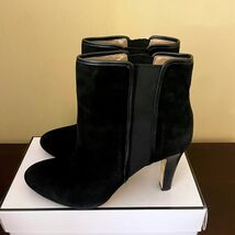 Banana Republic Black Suede Ankle Boots Stiletto Heel Elastic Gusset Wom... - $24.74