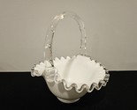 Fenton Glass Wedding Basket (7&quot;) - Silver Crest Milk Glass - $15.47
