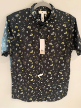 Brass Plum BP Button Down Shirt-NEW Black/Yellow Floral Short Sleeve Mens Medium - £13.22 GBP