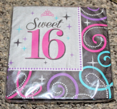 Sweet 16 Sixteen Celebration Birthday Lunch Napkins Paper 16ct. Party Ta... - £3.80 GBP