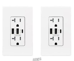 ELEGRP (2) 30-Watt 20 Amp 3-Port Type C Dual A USB Duplex Plug Outlet Wall Plate - $47.49