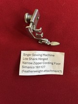 AUTHENTIC SINGER 161127 Adjustable Cording / Zipper Foot Featherweight 2... - $258.17 MXN