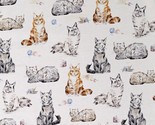 Cotton Cats Kittens Kitties Mice Animals White Fabric Print by the Yard ... - $11.95