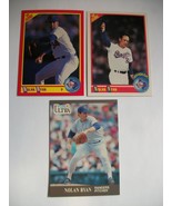 3 Nolan Ryan Texas Rangers 1990 &amp; 1991 MLB baseball cards lot - £3.89 GBP