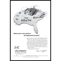 1953 Southern Railway System Vintage Print Ad Artist Pallette Railroad Wall Art - £8.24 GBP