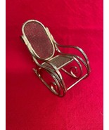 Vintage Dollhouse Gold Metal Rocking Chair w Mesh Seat &amp; Back Unmarked - $129.17 MXN