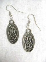 New Tribal Bear Claw Paw Oval Shaped Pewter Pendant Size Pair Of Metal Earrings - £12.63 GBP