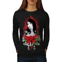 Girl Scary Rose Horror Tee  Women Long Sleeve T-shirt - £11.76 GBP