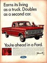 Ford Pickup Print Ad 1967 Doubles as a Second Car You&#39;re Ahead in a Ford a3 - $25.05