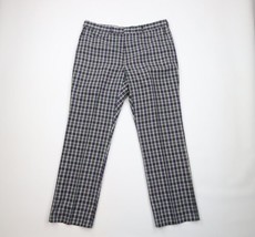 Vintage 70s Orvis Mens 40x32 Faded Wide Leg Bell Bottoms Pants Plaid Cotton USA - £77.64 GBP