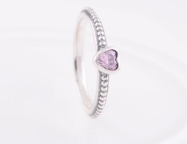 S925 Sterling Silver One Love Pink Heart Ring with Pink Cz Ring Woman Jewelry  - £12.24 GBP