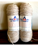 Pingouin Le Yarn 2 Skeins Acrylic Wool Blend Yarn #8406 Oatmeal Tan 200 ... - $6.38 CAD