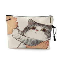 Cute Kissing Cat Makeup Bag With Printing Pattern Cute Organizer Bag Pouchs For  - £11.91 GBP