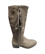 Steve Madden Jfinnly Knee High Boots Girls Size 2 Gray Suede Zipper and ... - $27.69