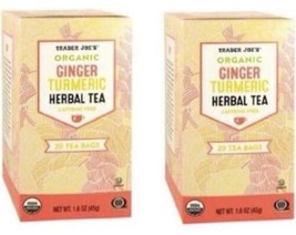 Trader Joes Organic Ginger Turmeric Herbal Tea 20 Tea Bags (2 Pack)exp 9/2025 - £6.36 GBP