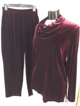 Coldwater Creek Women&#39;s Outfit Red Crushed Velvet Stretch Outfit Size Small - £27.69 GBP