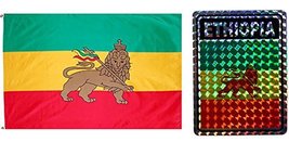 Wholesale Combo Set Ethiopia Lion Country 3x5 3x5 Flag and Decal Fade Resistan - £6.09 GBP
