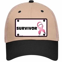 Survivor Breast Cancer Novelty Khaki Mesh License Plate Hat - £23.17 GBP