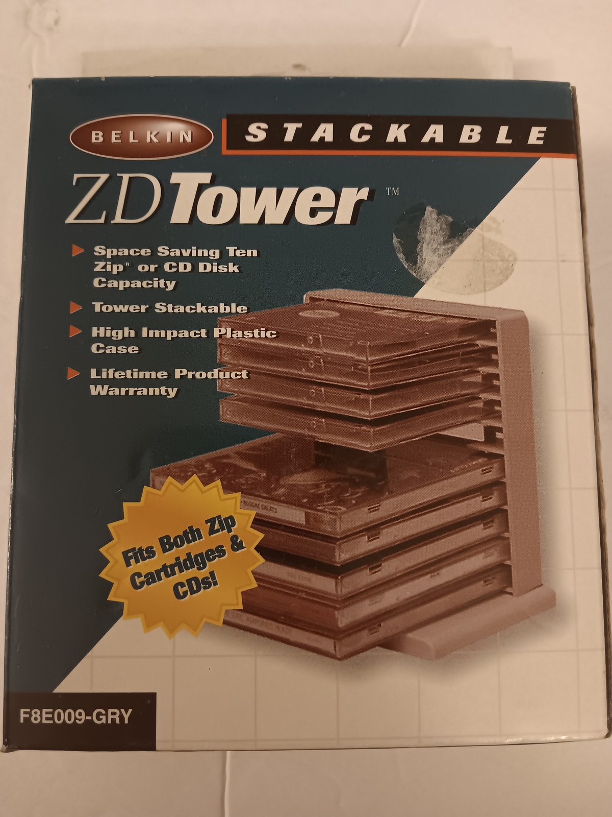 Belkin ZD Tower Stackable Zip Disk or CD Tower Holds 10 Disks New Old Stock - $9.99