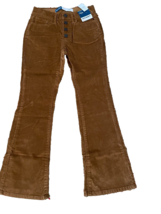 Girl&#39;s Old Flare, Button Fly High Rise, Stretch, Brown Corduroy Pants Si... - $20.58