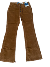 Girl's Old Flare, Button Fly High Rise, Stretch, Brown Corduroy Pants Size 12 - £16.07 GBP