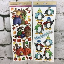 Miss Elizabeth’s Stickers Lot Of 2 Sheets Autumn Pals Penguins  - £10.08 GBP