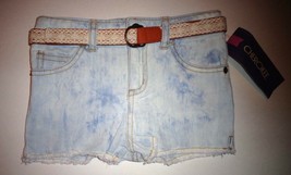 Cherokee Girls Jean Shorts Adjusted Waist W/ Belt Size XSmall 4-5 NWT - $7.27