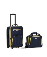 Rockland-2-Piece Luggage Set Navy Blue Zipper Pockets Fully Lined Durable - $77.28 CAD