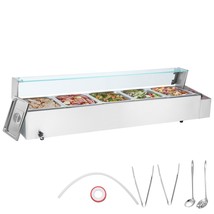 VEVOR Commercial Electric Food Warmer Countertop Buffet 5*8Qt with Glass Shield - £319.44 GBP