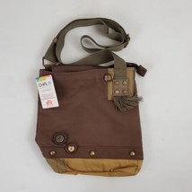 Chala Purse Handbag Canvas Crossbody PeTA Approved Vegan Dark Brown Satchel - £31.96 GBP