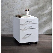 16&quot;L Wood Cabinet w/Metal Legs, White &amp; Chrome Finish - £141.93 GBP