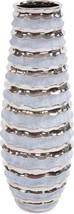 Vase HOWARD ELLIOTT Spiral Tall Matte Silver Metallic Ceramic - $499.00