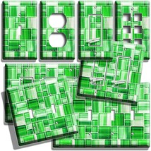 Green Mosaic Glass Tile Style Light Switch Outlet Wall Plates Kitchen Room Decor - £14.06 GBP+