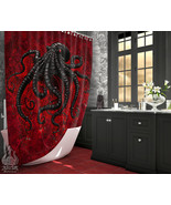 Gothic Red Bloody &amp; Black Octopus Shower Curtain, Goth Horror Bathroom D... - £56.10 GBP