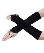 Satin Lace Fingerless Above Elbow Length Wedding Party Evening Gloves - £7.88 GBP