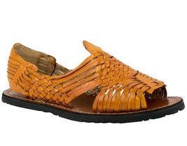 Mens Orange Sandals Mexican Huaraches Genuine Leather Handmade Woven Open Toe - £23.58 GBP