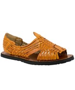 Mens Orange Sandals Mexican Huaraches Genuine Leather Handmade Woven Ope... - £23.96 GBP