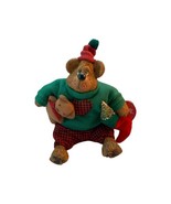 Russ GRIZZMAS BEAR Christmas Country Folks Shelf Sitter Resin Fabric Dec... - £11.97 GBP