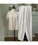 Vintage Barbizon Pink 2pc Pajama Lounge Set SS Top Pants S - $509.84 MXN