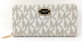 Michael Kors Jet Set Zip Around Travel Wallet Vanilla PVC - NWT - $178.0... - $94.95