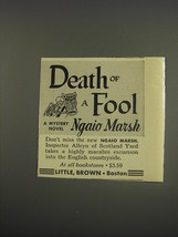 1956 Little, Brown Book Advertisement - Death of a fool by Ngaio Marsh - £14.53 GBP