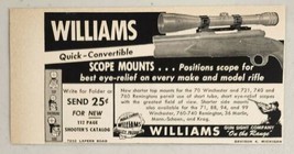 1950&#39;s Print Ad Williams Convertible Rifle Scope Mounts Davison,Michigan - £7.77 GBP