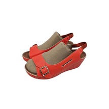 Women&#39;s Orange Buckle-Strap Slingback Platform Sandal - £25.74 GBP