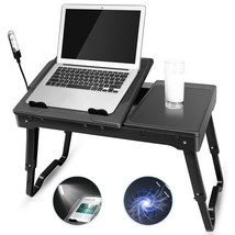 Foldable Laptop Table Tablet Desk Stand Bed Sofa Tray with USB LED &amp; Coo... - £61.31 GBP