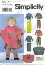 Simplicity 5807 Toddlers Poncho Jumpsuit Jacket Top Pants Pattern 2002 U... - £15.65 GBP